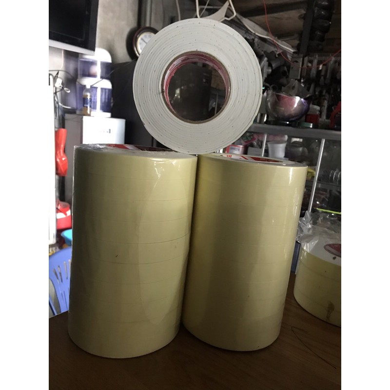 Băng keo xốp 2 mặt 2.4cm màu vàng