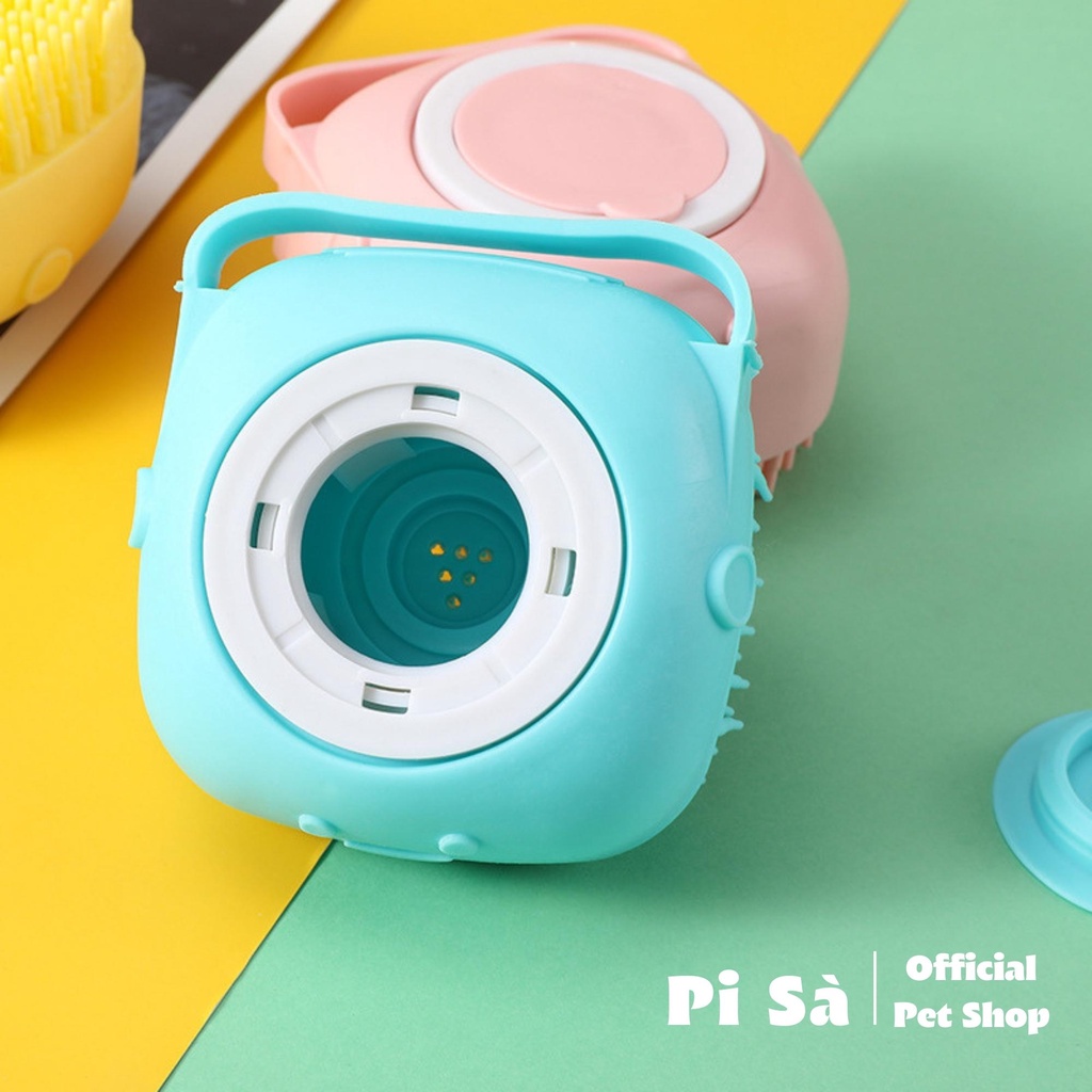 Bàn chải tắm cho chó mèo silicon mềm mại có chỗ đựng sữa | Cọ tắm bông tắm chó mèo mát xa tạo bọt tiện lợi cho thú cưng