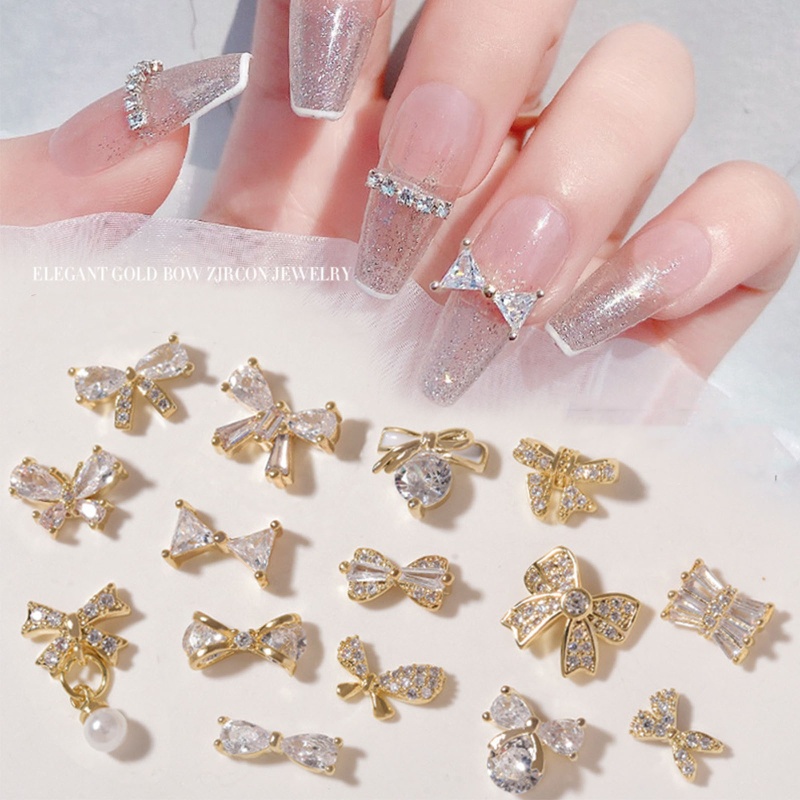 Phụ Kiện Trang Trí Móng Tay Nghệ Thuật Bằng Hợp Kim Đính Đá Zircon 3D