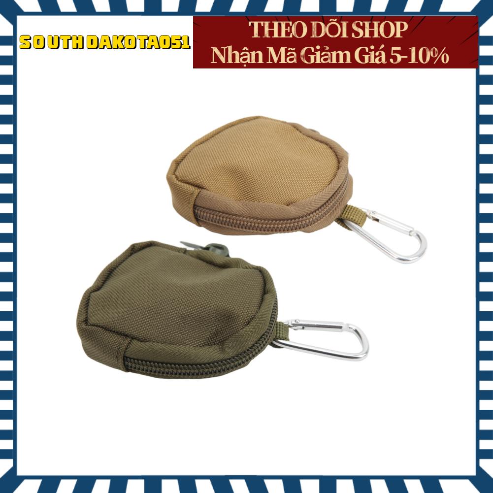 Southdakota051 Mini Key Bag Portable Wearproof 1000D Round Nylon Carrying Pouch with Triangle Buckle for Outdoor Earphone