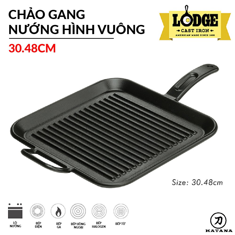 Lodge - Chảo gang nướng hình vuông - 30.48cm