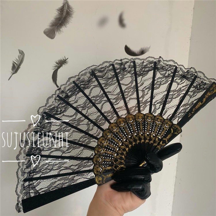 (Có video) 2 màu - Quạt ren xòe cầm tay lolita | BigBuy360 - bigbuy360.vn