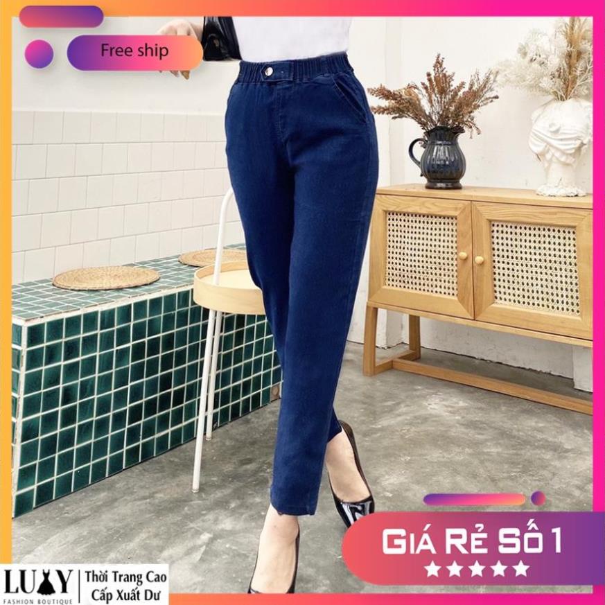 Quần Baggy Hàn Quốc Cạp Chun Lưng Cao Co Giãn Chất Liệu Bò Cao Cấp Mềm Mại, Luxy V191 Xịn !