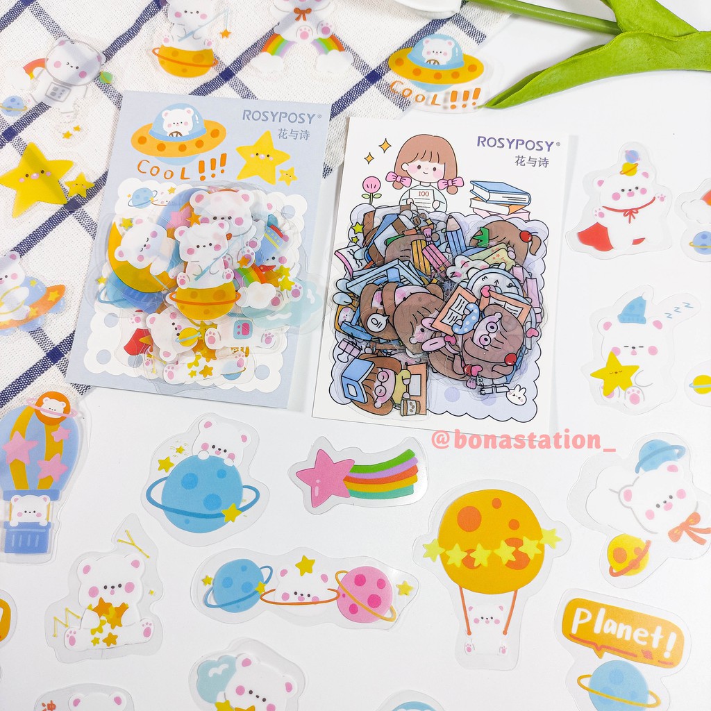 Bộ 40 sticker trang trí Rosy Posy Sweet cub | BSB079