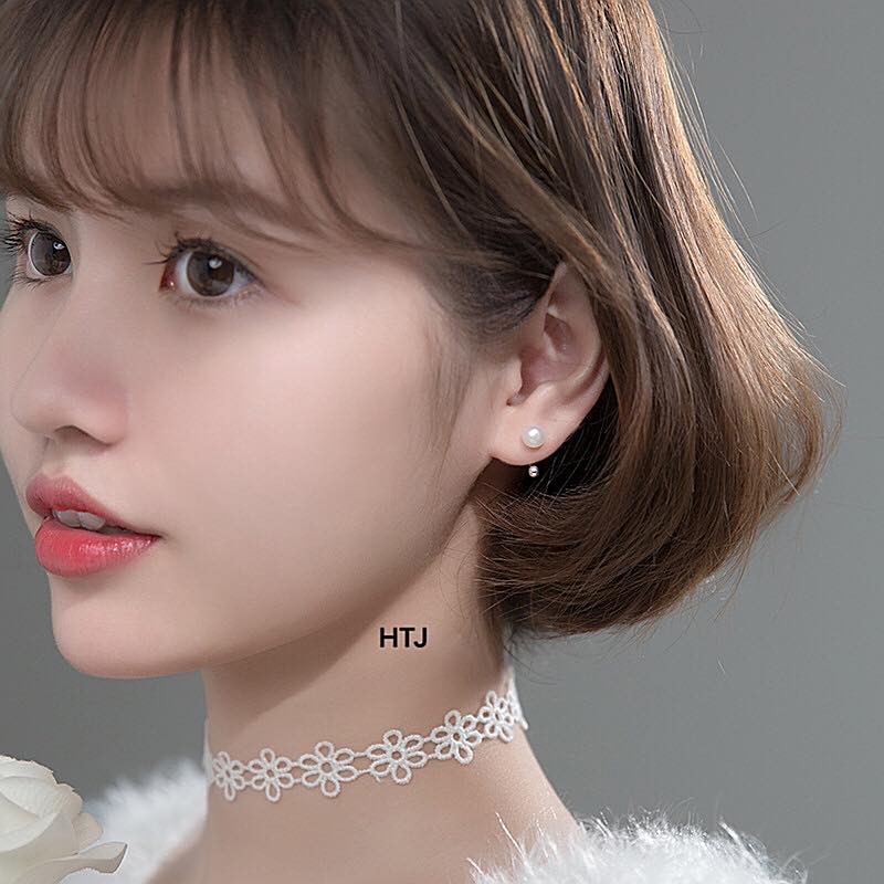 Khuyên bạc gắn hạt trai nhân tạo / Bông tai bạc nữ nhỏ xinh/ Nụ bạc bibi silver