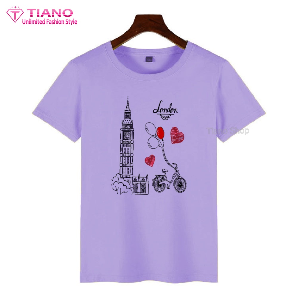 Áo Thun Tay Ngắn London Đồng Hồ Xe Đạp AT-084 - Tiano - Phù Hợp Mọi Vóc Dáng - Áo Thun Nam - Áo Thun Nữ
