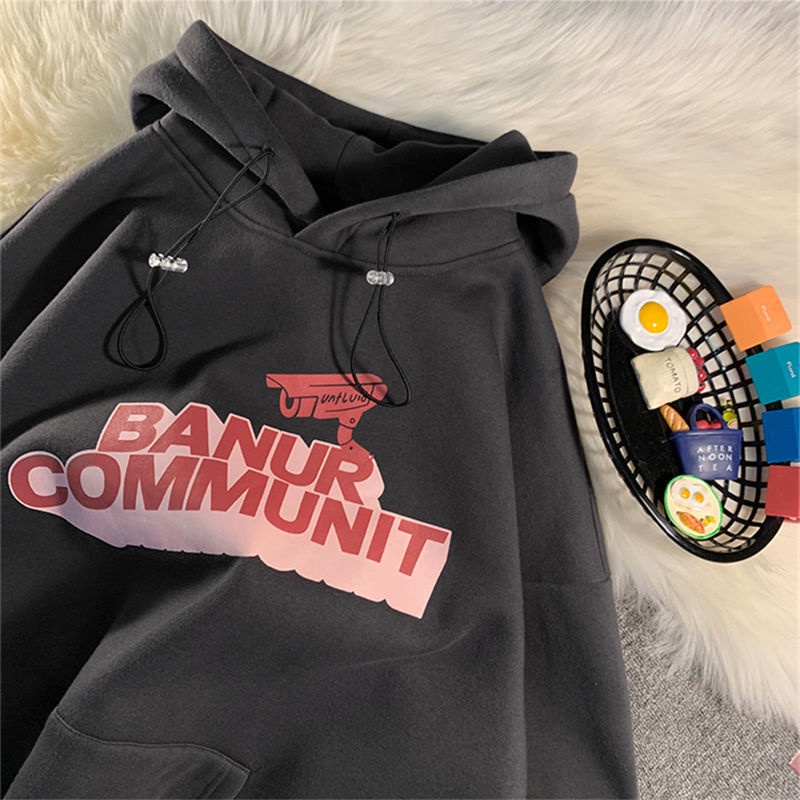 Áo khoác hoodie dáng rộng phong cách đường phố Hàn Quốc thời trang thu đông dành cho cặp đôi