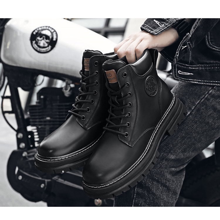 [KHO GIÀY LUCKY SHOES - H92]✅ Bốt Nam Martin Cao Cổ Tăng Chiều Cao Chất Liệu Da PU Cao Cấp,Giày Bốt Cổ Cao Hàn Quốc