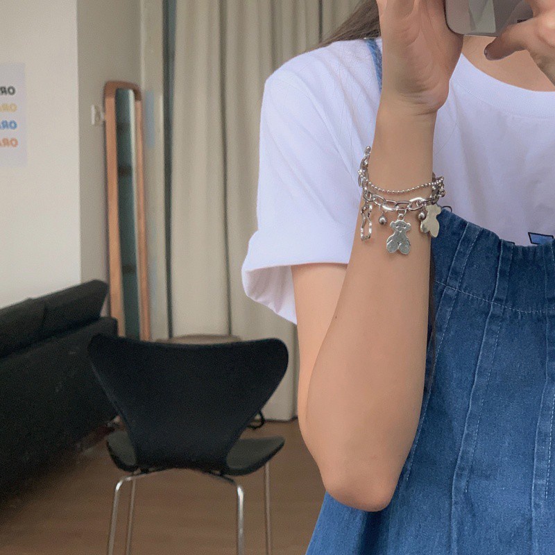 Vòng tay bằng thép titan phong cách hip hip Hàn Quốc thời trang cá tính