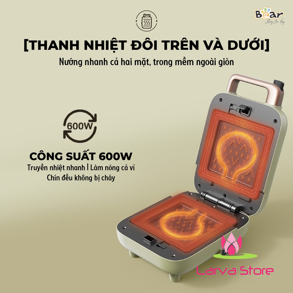 Máy Nướng Bánh Mì Kẹp Bear C06M1 Làm nhiều kiểu sandwich &amp; waffle nhanh và ngon