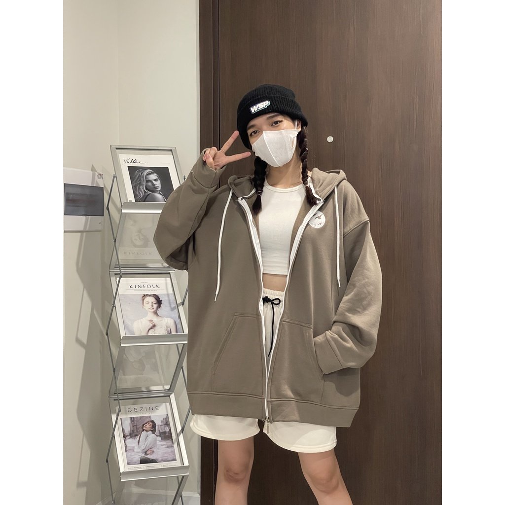 Áo khoác hoodie nỉ bông dây kéo MITAn form rộng nam nữ ZZ unisex