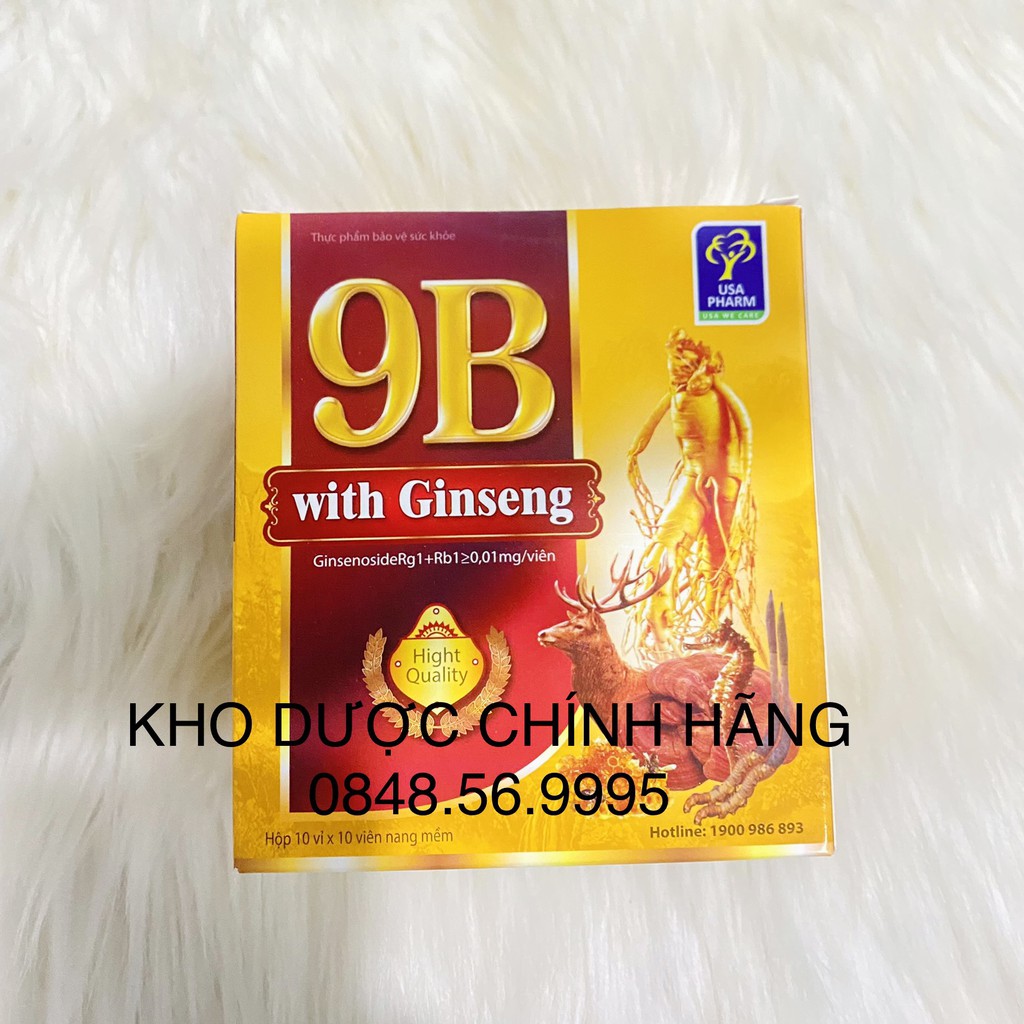 VITAMIN 9B with Ginseng USA hộp 100 viên nang mềm -Giúp bồi bổ sức khỏe, tăng cường miễn dịch, kích thích tiêu hóa