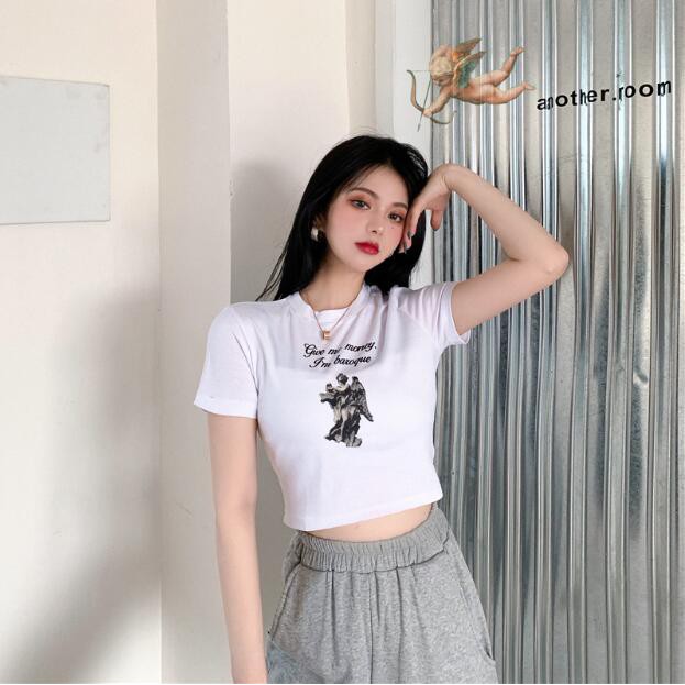 Crop Tops summer women chic printing korean fashion | BigBuy360 - bigbuy360.vn