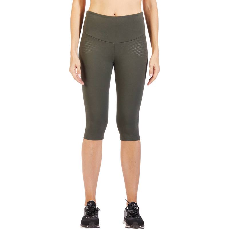 Quần dài ngang gối tập gym và pilates Decathlon NYAMBA 900 cho nữ - Nâu Khaki size W28 L29