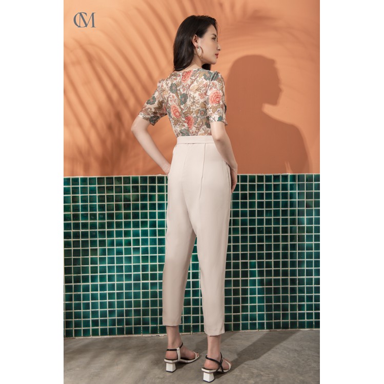 Jumpsuit Dài, Phối Hoạ Tiết Thân Trên, Xếp Ly Thân Trước, Có Túi, Phong Cách Công Sở, Đi Chơi Clara Mare - JUM3002