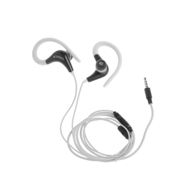 HSV 3.5mm Stereo Earbud Ear Hook Headphone With Mic For iPhone Samsung Smart Phone