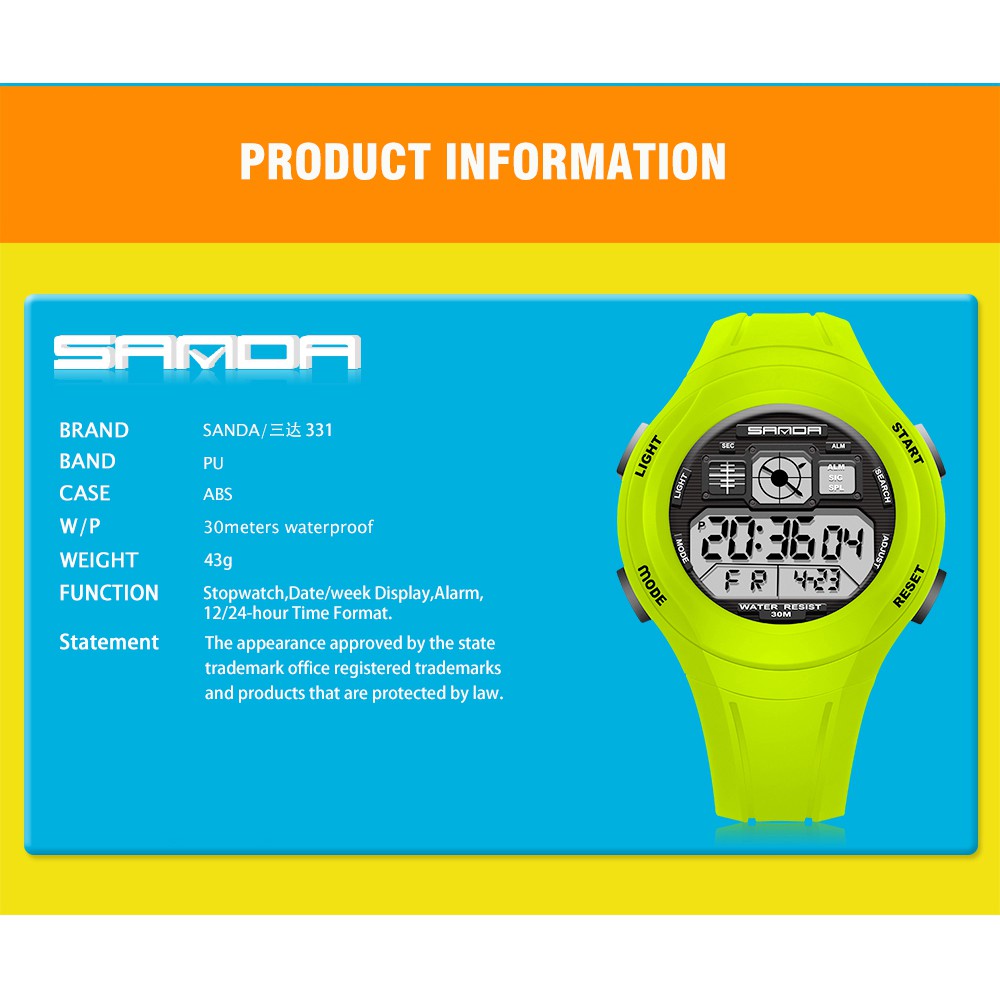 Đồng hồ trẻ em/học sinh Sanda chống nước bền bỉ (Nhiều màu) | BigBuy360 - bigbuy360.vn