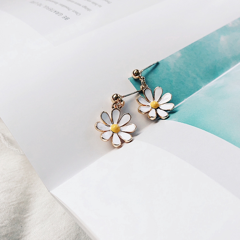 Korean Fashion Ins Style Small Daisy Women Earrings Yellow Sun Flower Girls Jewelry Long &amp; Short