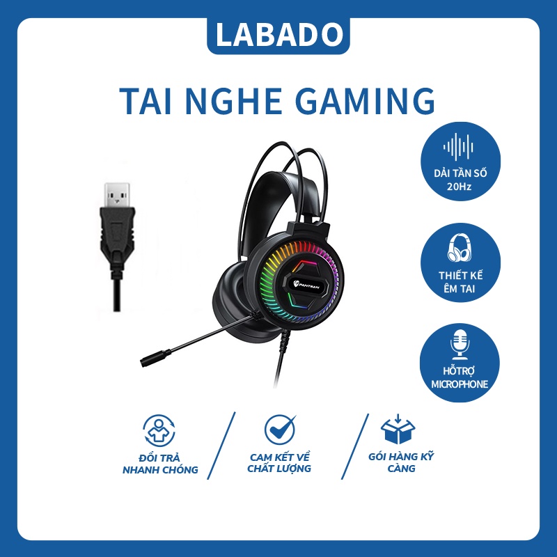 Tai Nghe Gaming Tai Nghe LED Light Gamer Tai Nghe Hiệu Ứng Âm Thanh Tốt Game Headphone Cho PS5/Ps4 PSH-400 LABADO
