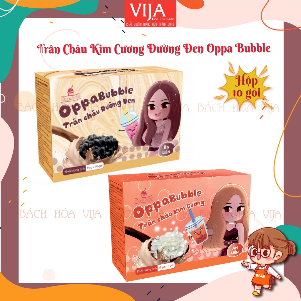 Trân Châu Đường Đen, Kim Cương, Cốt Dừa, Cà Phê Ăn liền Oppa Bubble OppaBubble hộp 350g