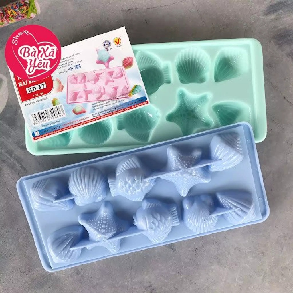 Combo 5 khuôn rau câu , khay đá , làm bánh hải sản - BX3403