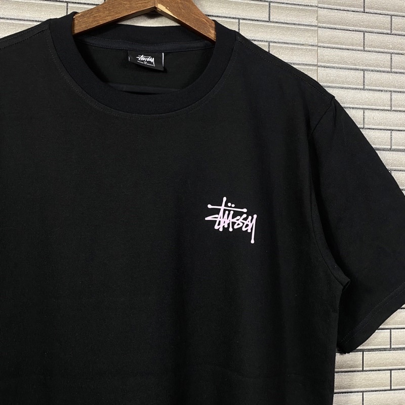 Áo Thun Form Rộng Tee S.tussy Chữ Hồng Cotton 100%