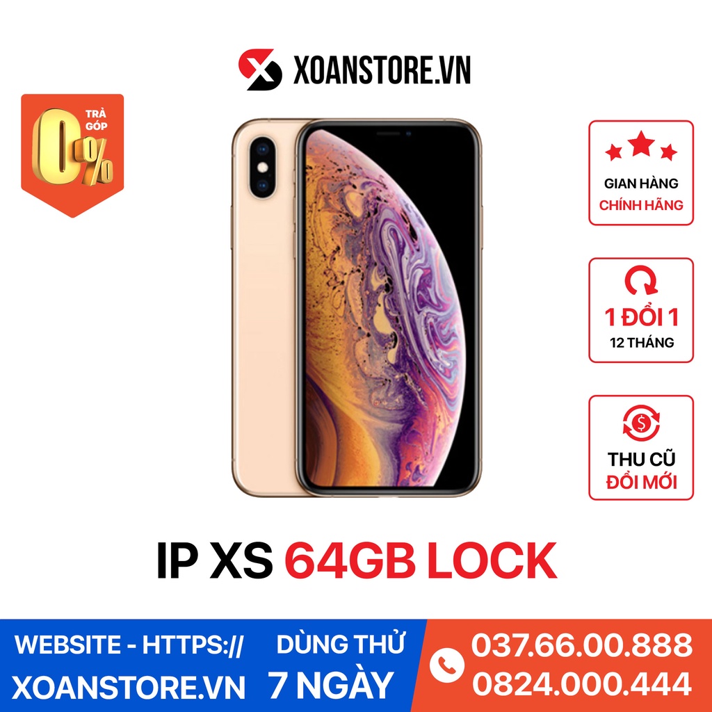 iPhone xs lock 64gb mới 99% bảo hành 12 tháng tại Xoăn store