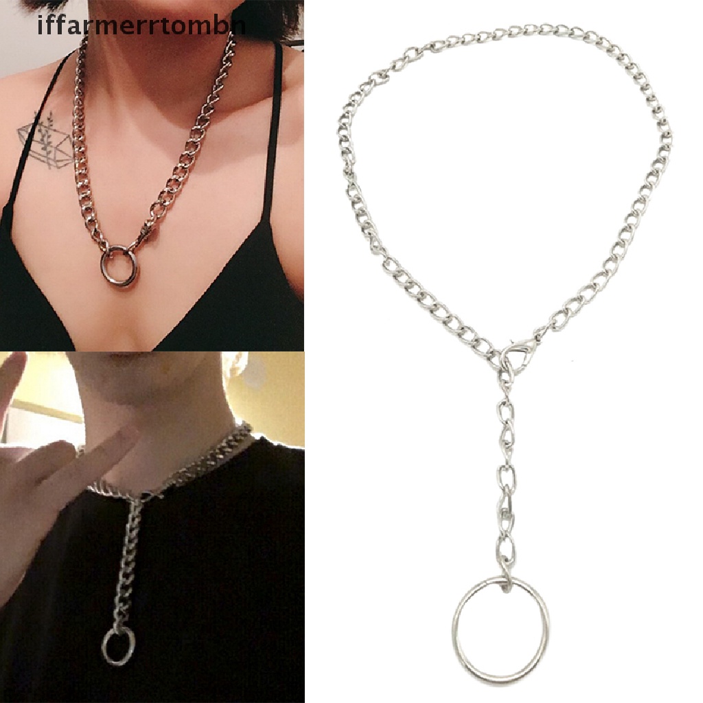 {iffarmerrtombn} Punk Gothic Rock Round Metal Chain Choker Collar Necklace Pendants Fashion hye