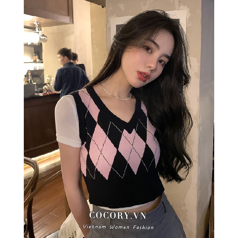 Áo dệt kim dáng ôm phong cách vintage thời trang dành cho nữ