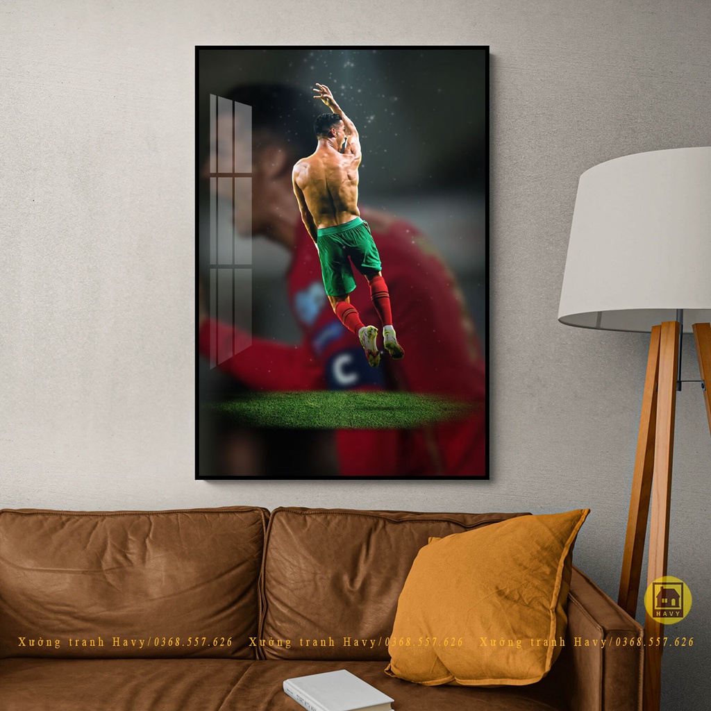 Tranh bóng đá CR7 mica tráng gương cao cấp