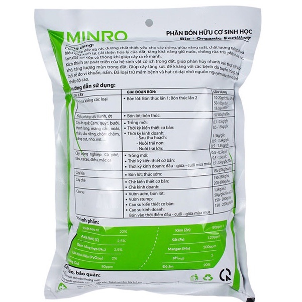 Phân Hữu Cơ Minro 700g, Phân Sinh Học Cao Cấp dạng viên dùng cho hoa kiểng rau màu