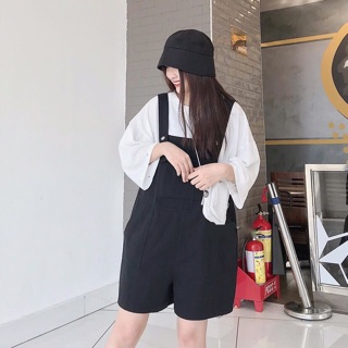 Quần yếm sooc kaki form thụng Unisex