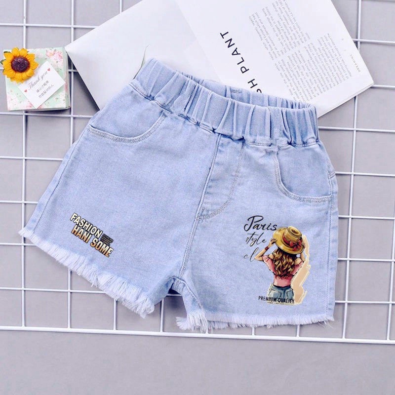 Quần Đùi Denim Thời Trang Hè Phong Cách Mới Cho Bé Gái