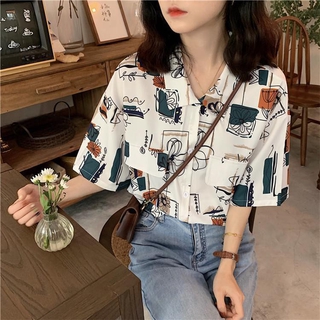 Áo sơ mi họa tiết dễ thương unisex