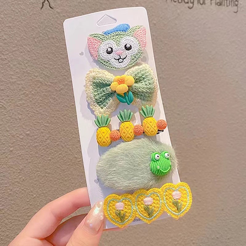 Set 5 Kẹp Tóc Hình Hoạt Hình Dễ Thương Cho Bé Gái