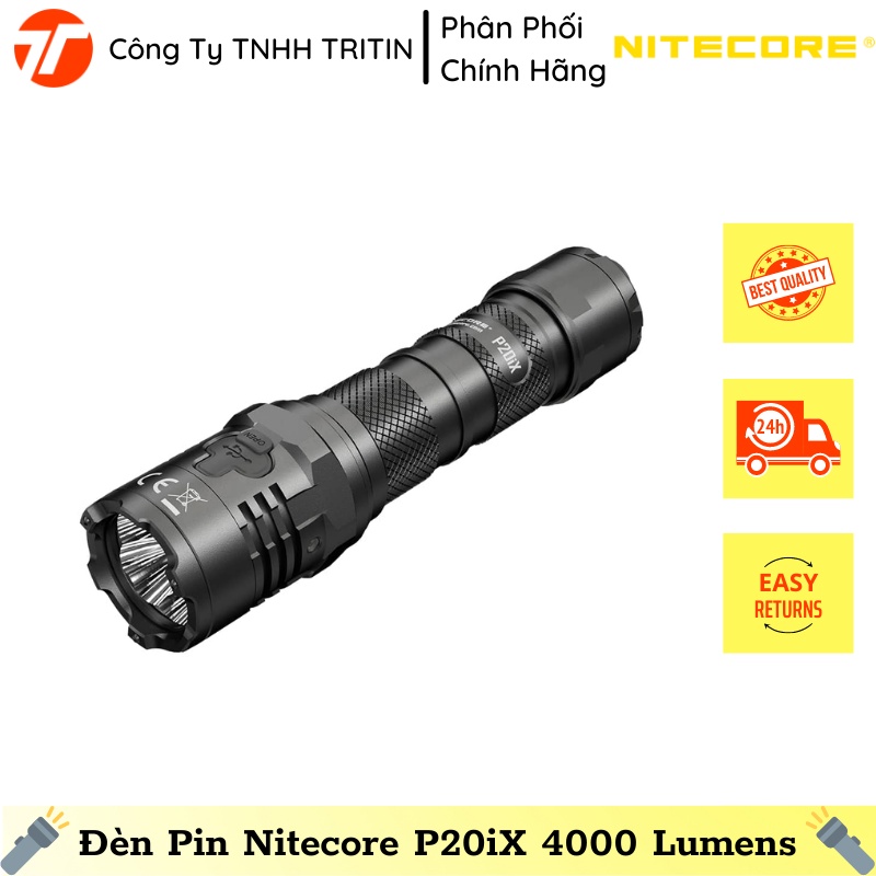 Đèn Pin Chiến Thuật Nitecore P20iX, 4000 Lumens, Tầm Chiếu 221m, Pin Li-ion 21700, 116g | TRITINCO