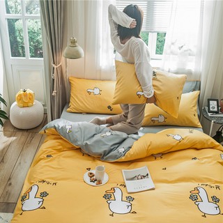 set chăn ga gối cotton princess chú vịt ngộ nghĩnh(2 màu)