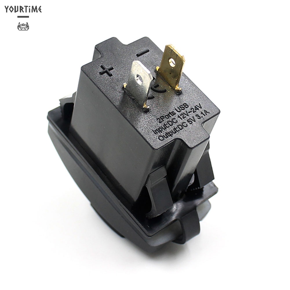 Củ sạc điện thoại hai cổng USB 3.1A có đèn LED xanh dương cho xe hơi