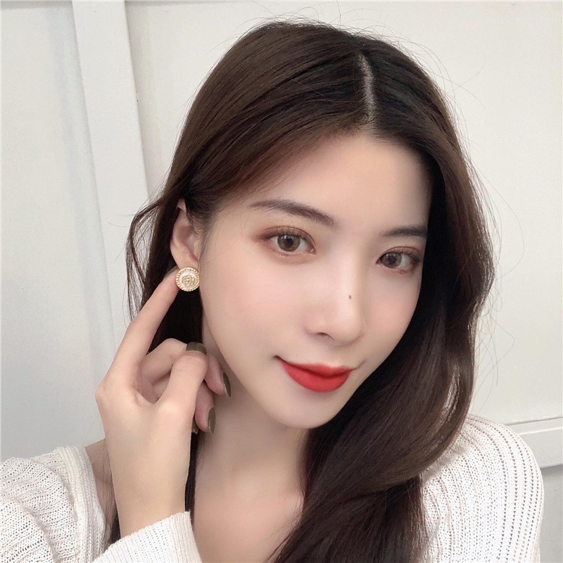 Khuyên tai kẹp không bấm lỗ chốt cố định K139 bằng hợp kim mạ vàng hình tròn bông hoa dáng ngắn Leous Accessories