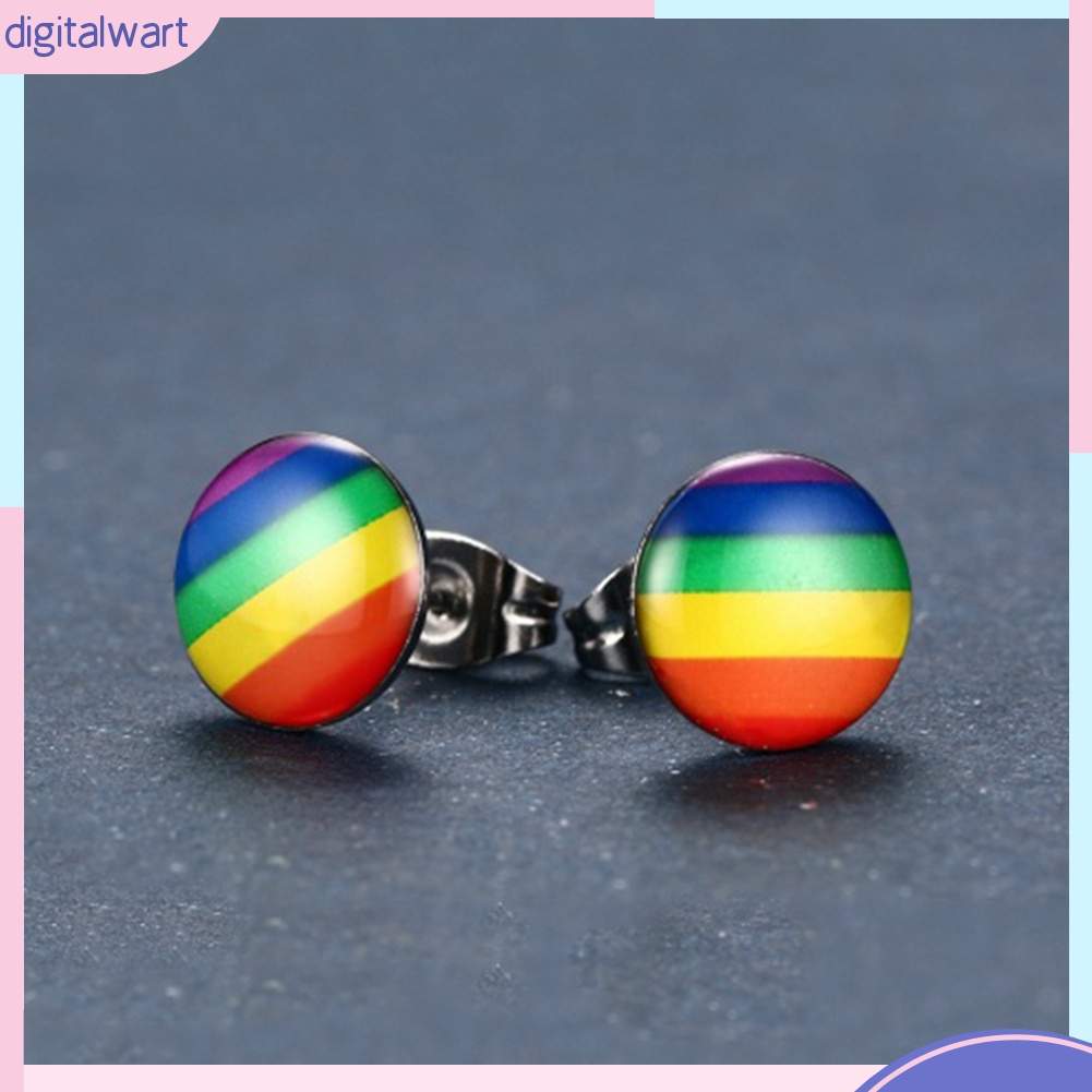 Khuyên Tai Tròn Màu Sắc Cầu Vồng Thời Trang Thanh Lịch Dành Cho Nữ