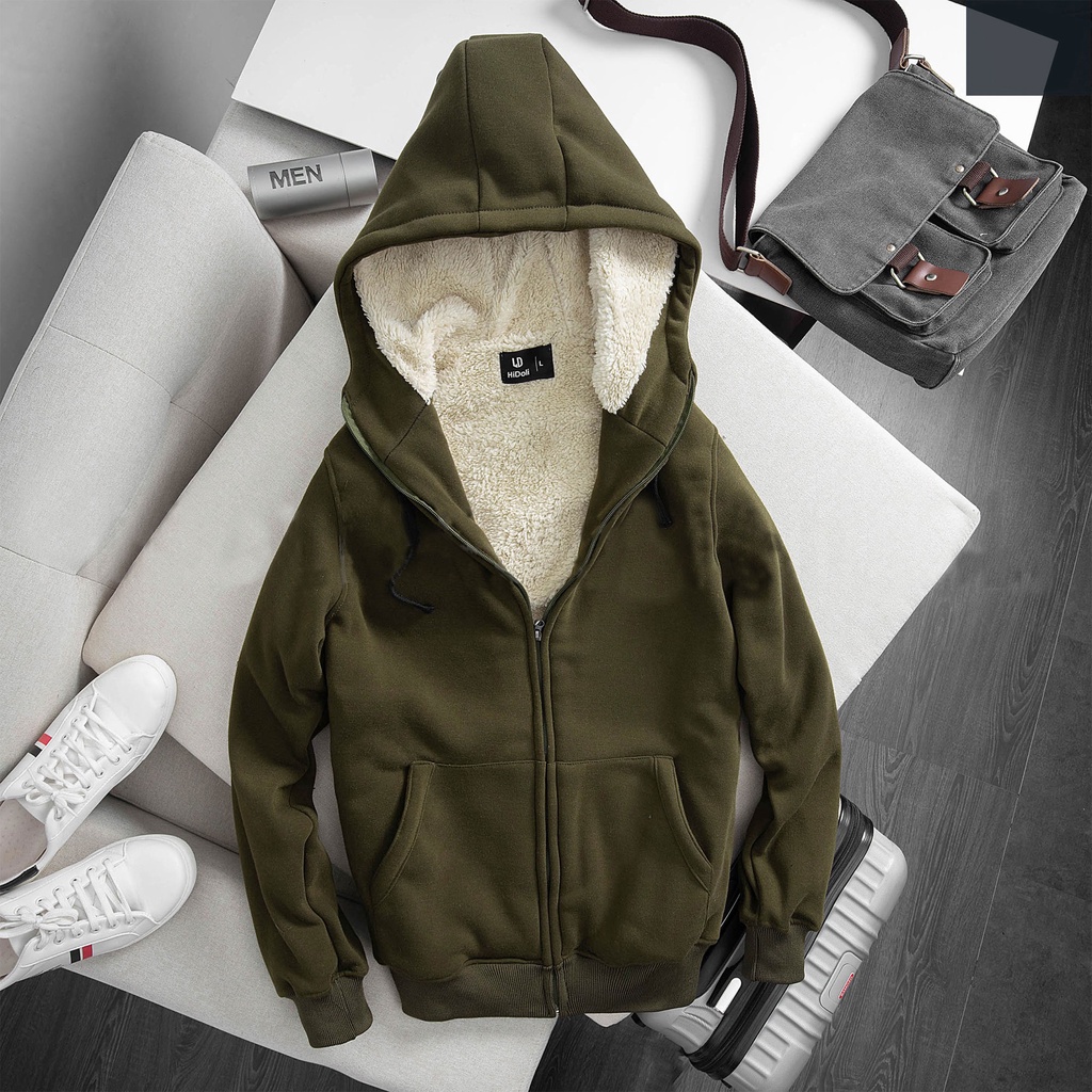 Áo khoác nỉ lót lông Litaia Áo hoddie nam nữ unisex 5 màu cực ấm có túi mũ