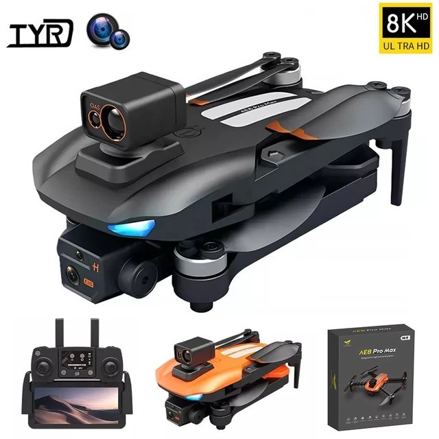 Flycam Camera 4K AE8 Pro Max Cảm Biến Tránh Vật Cản, Thời Gian Bay 25 Phút, Tầm Xa 3000m, Không Chổi Than, GPS, EIS