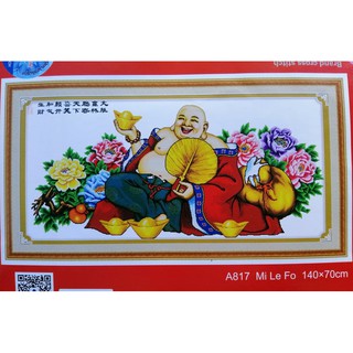 Tranh thêu chữ thập Phật di lặc A817