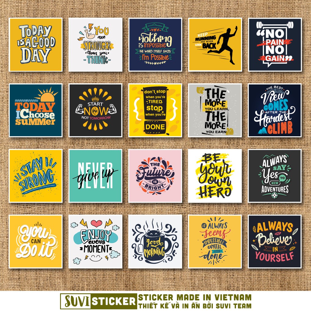 50 Sticker dán laptop Động lực chống nước sticker dán laptop, điện thoại, đàn guitar, mũ bảo hiểm. MSP: M03