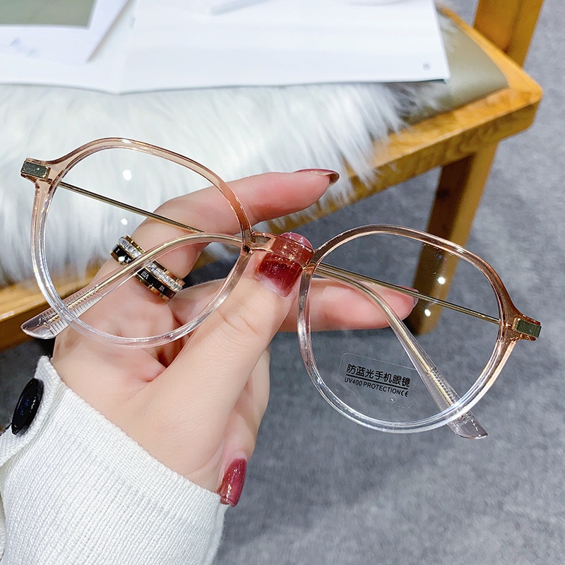 Kính cận JIUERBA gọng tròn kim loại thời trang có thể thay thế chống ánh sáng xanh cho nam và nữ
