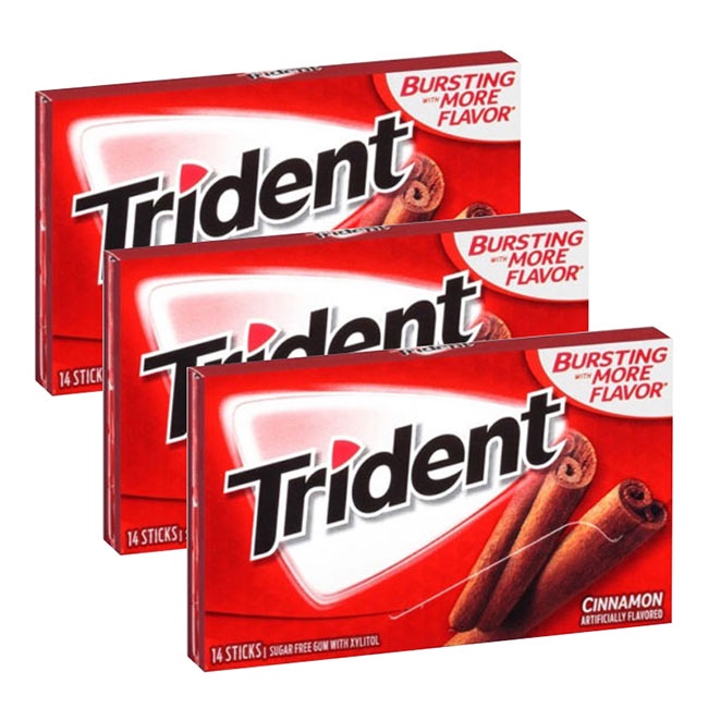 Kẹo Cao Su Không Đường Trident 14 Thanh - Mỹ/ Kẹo Gum Trident Mỹ Vị Quế,Dưa Hấu,Bạc Hà