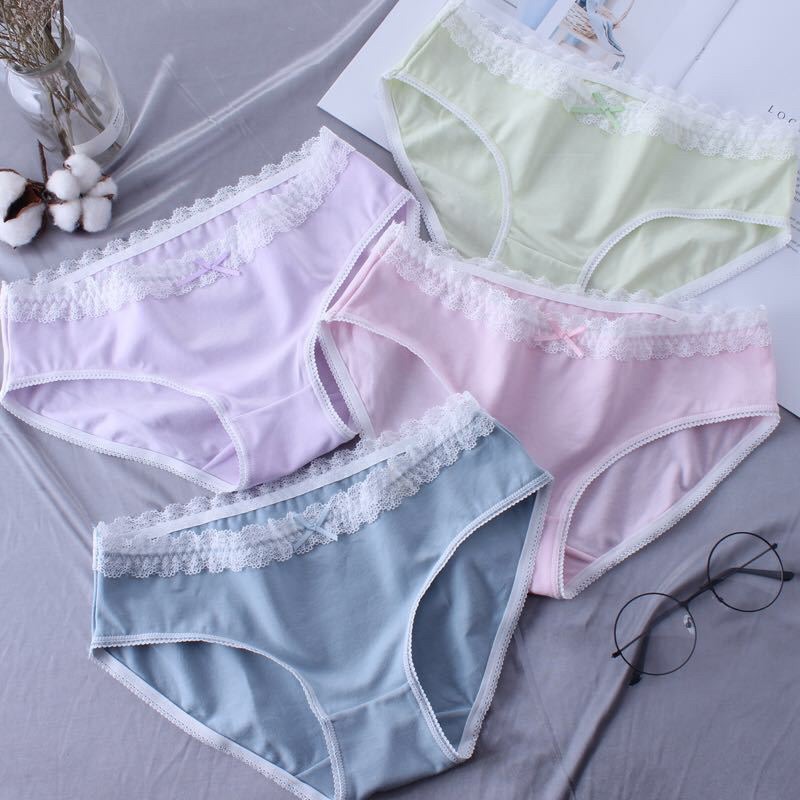 [Đuợc Chọn màu] Quần lót Cotton Viền ren Dễ Thương , Quần chip Nữ mịn mát