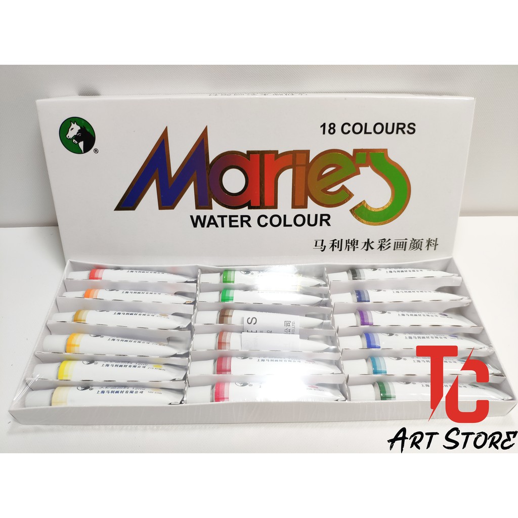 Màu nước Maries hộp 12/18/24/36 màu tuýp 12ml