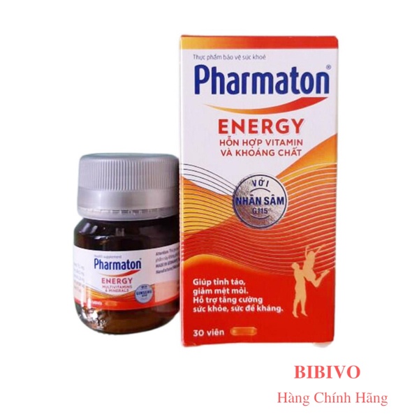 Viên uống bổ sung năng lượng vitamin PHARMATON ENERGY NHÂN SÂM G115 hộp 30 viên