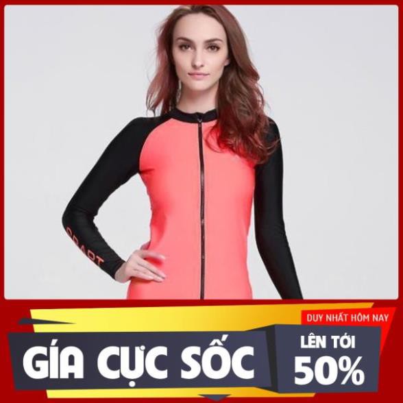 Lẻ áo bơi nữ dài tay kéo khóa có đệm ngực hàng SBART cao cấp  ཾ ་ xịn